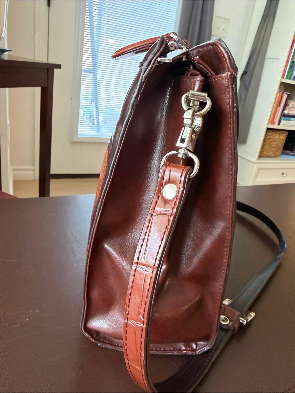 Marc Chantel Vintage Briefcase Attaché Crocodile Embossed Leather